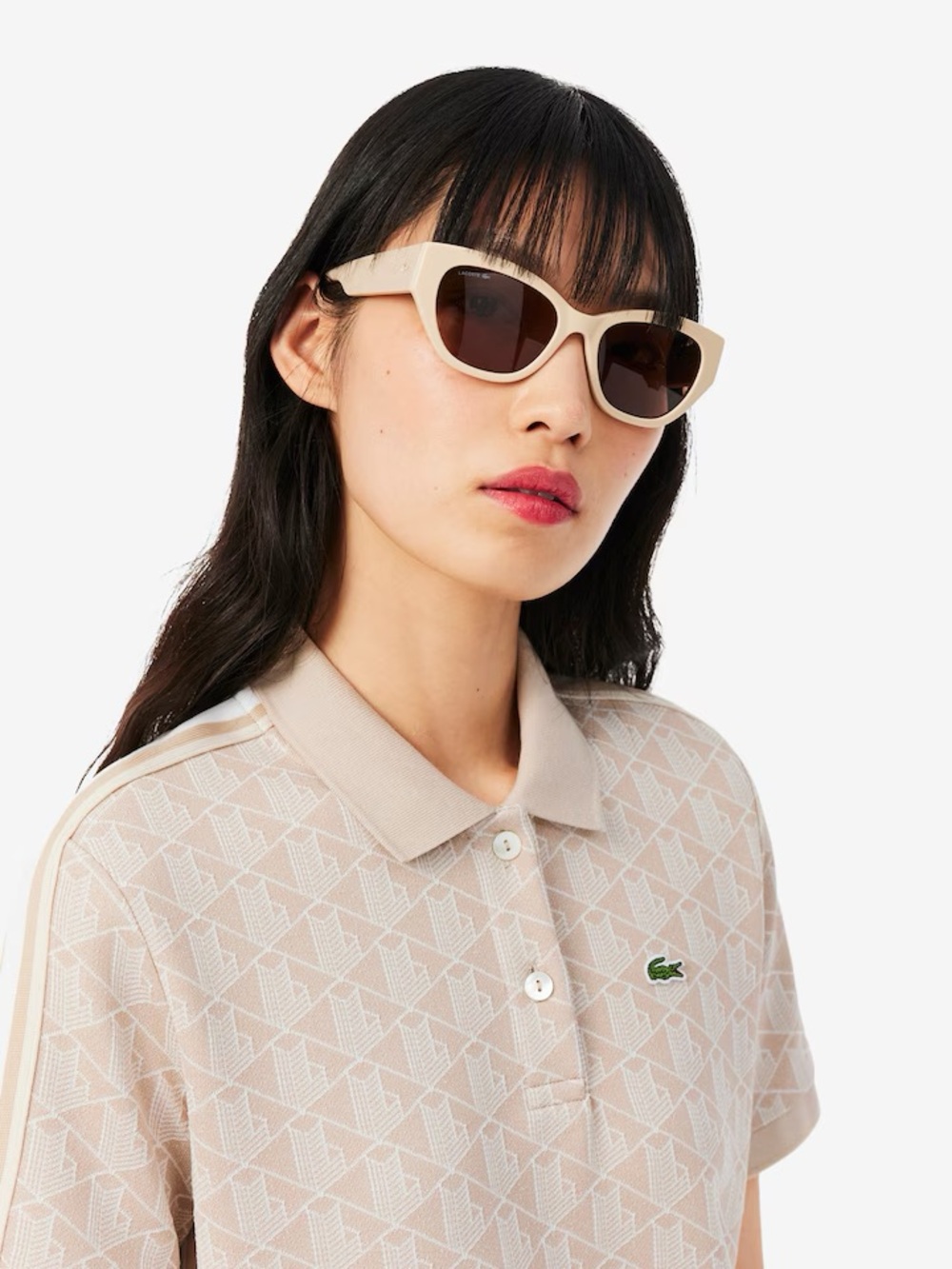 NWT Lacoste Monogram Polo Dress Beige Slim Fit Size 34 - XS - Picture 7 of 11